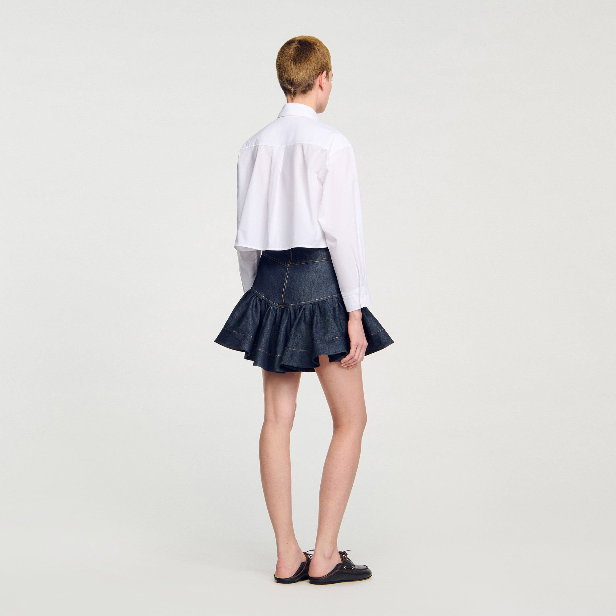 Cropped shirt with bow detail White Sandro Women