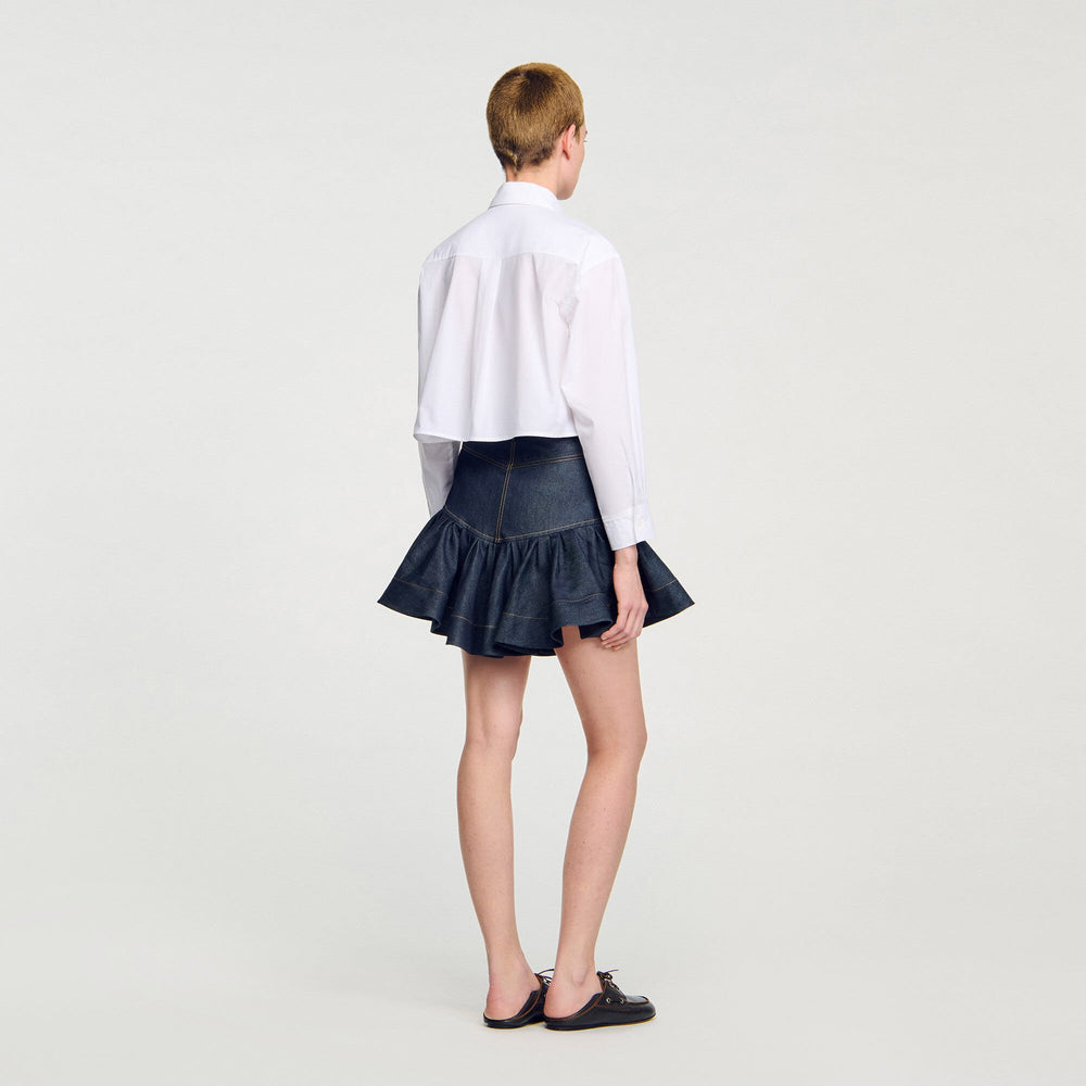 Cropped shirt with bow detail White Sandro Women