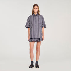 Oversized striped rhinestone shirt Grey Sandro Women
