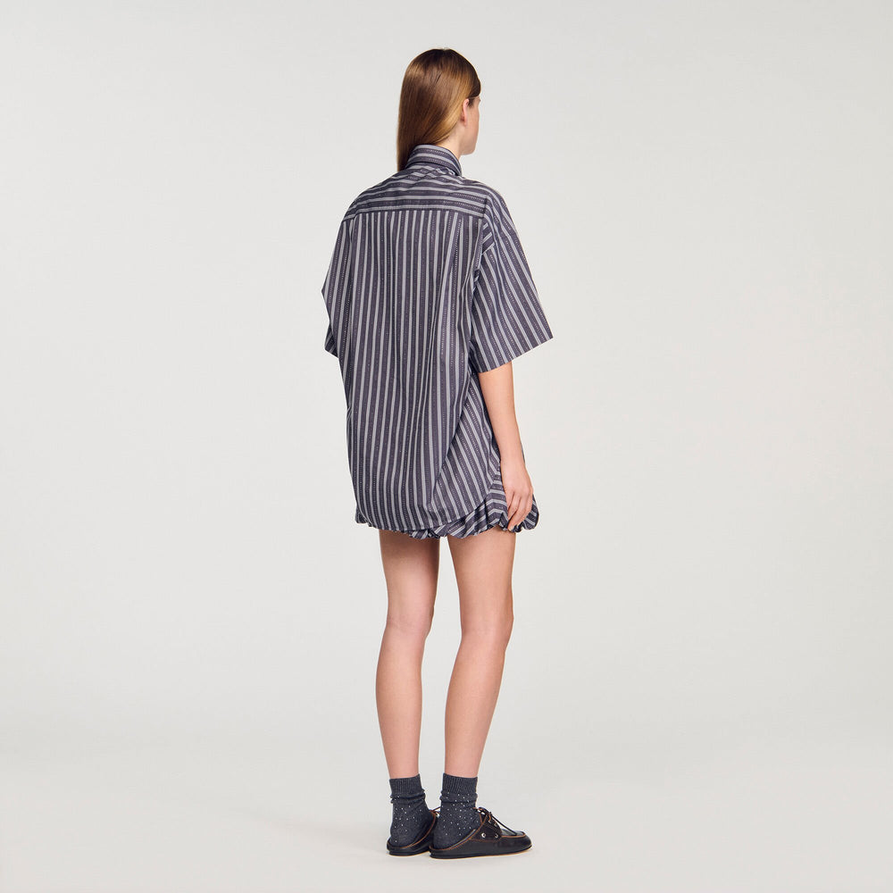 Oversized striped rhinestone shirt Grey Sandro Women