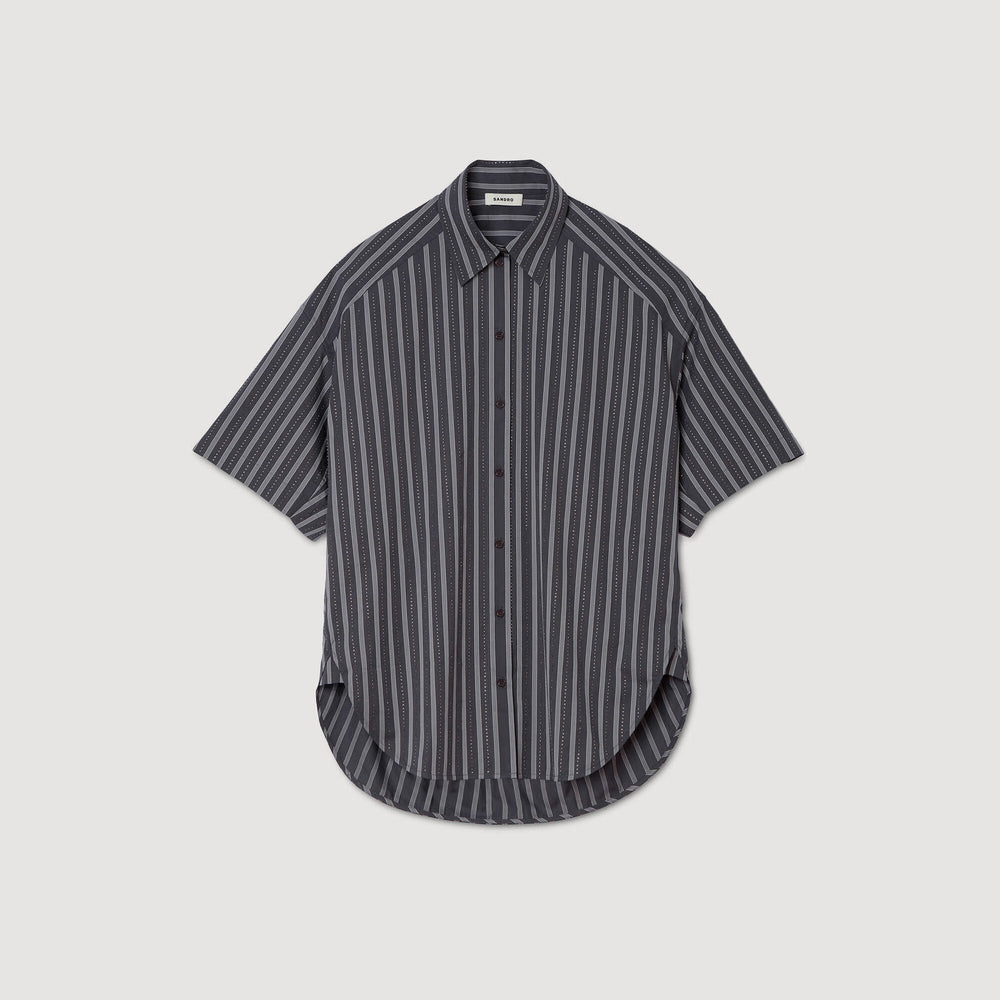 Oversized striped rhinestone shirt Grey Sandro Women