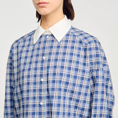 Rhinestone checkered shirt Blue Sandro Women