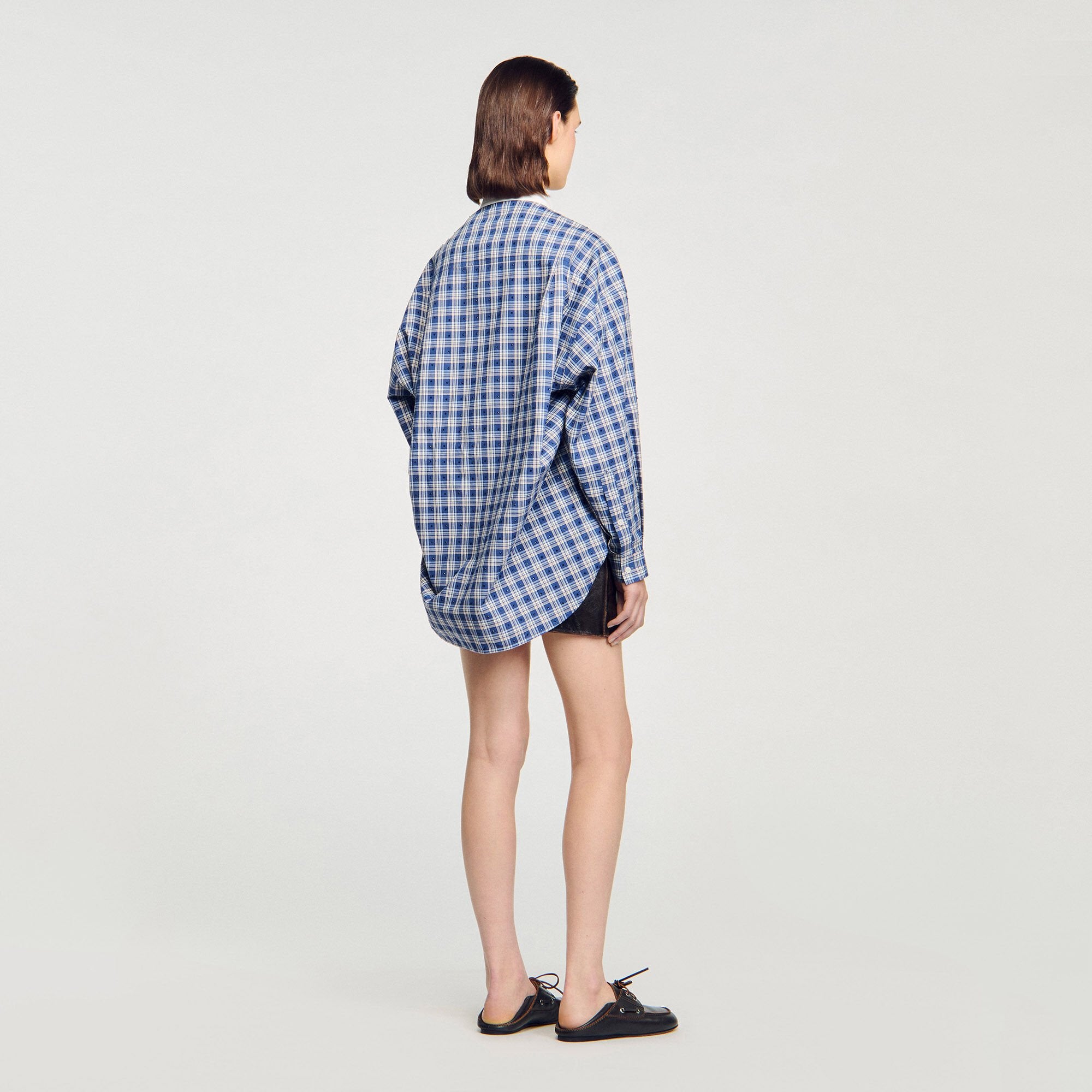 Rhinestone checkered shirt Blue Sandro Women