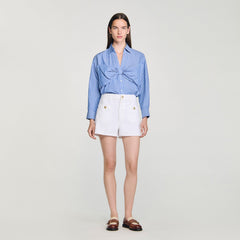 Oversized bow shirt Blu / White Sandro Women