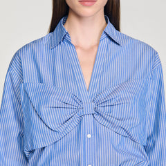Oversized bow shirt Blu / White Sandro Women