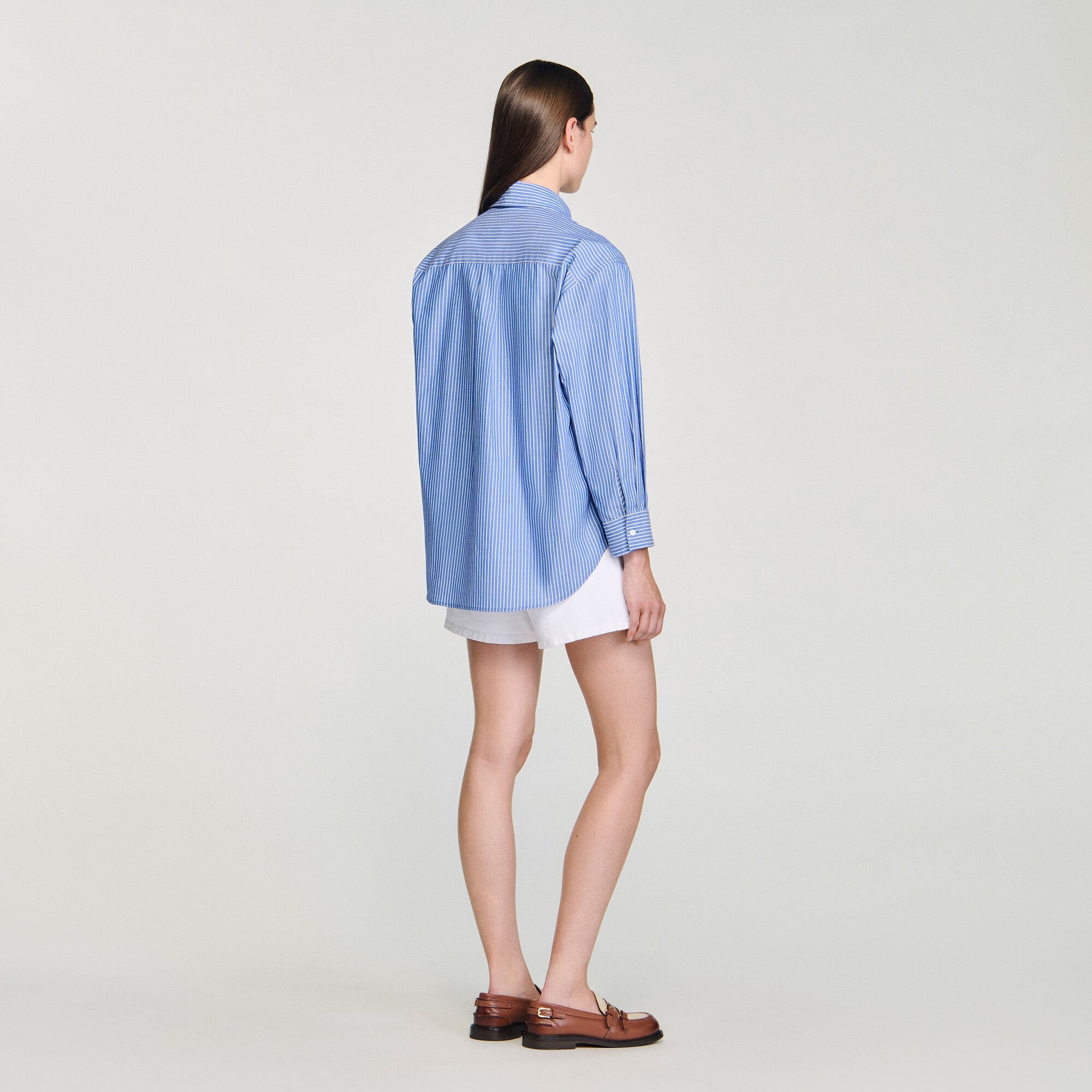 Oversized bow shirt Blu / White Sandro Women