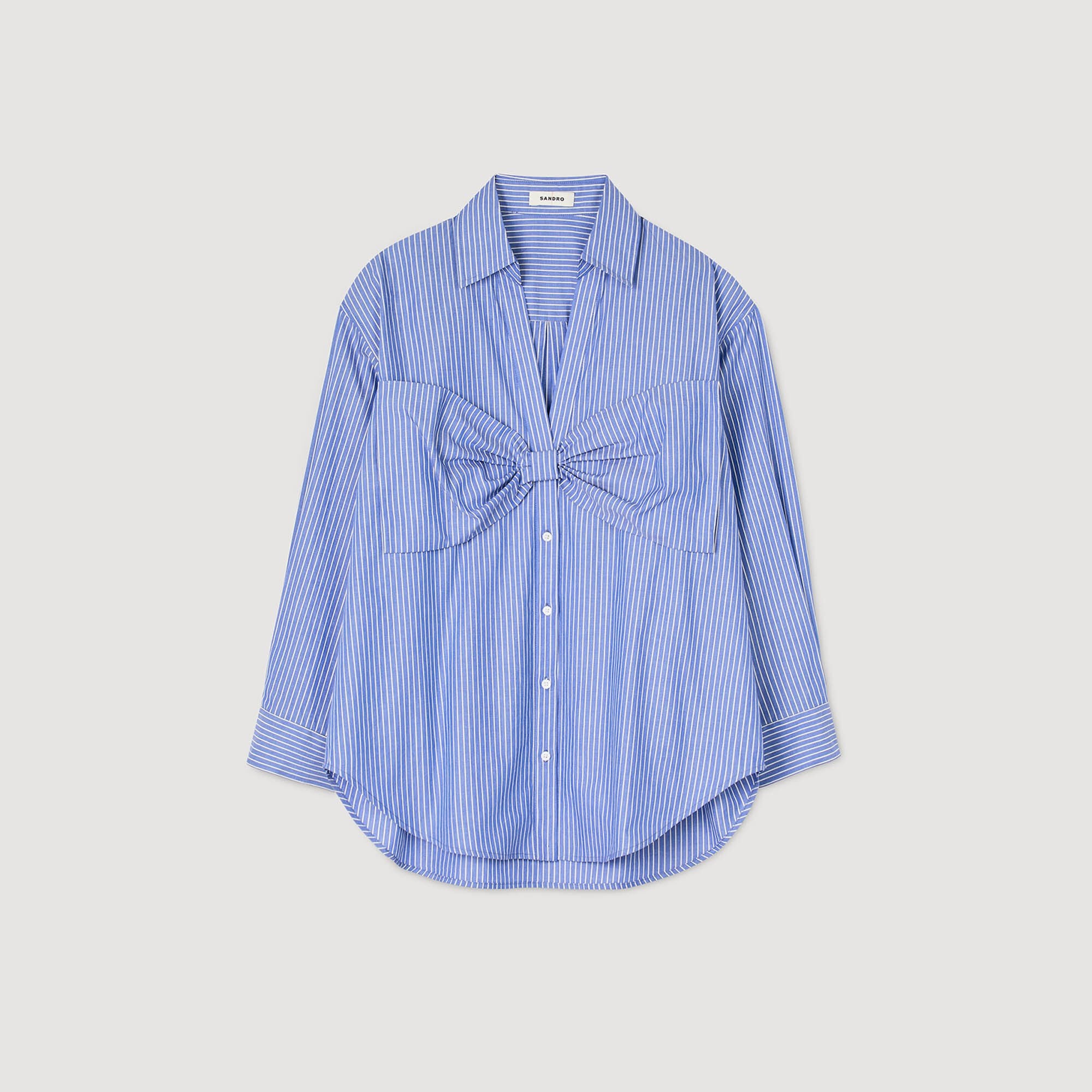 Oversized bow shirt Blu / White Sandro Women