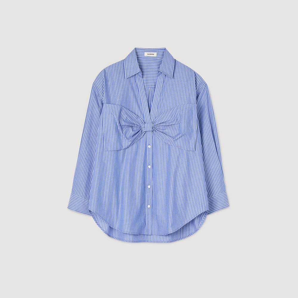 Oversized bow shirt Blu / White Sandro Women