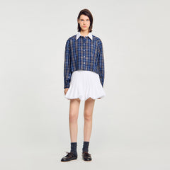 Rhinestone checkered collar shirt Blue Sandro Women