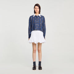 Rhinestone checkered collar shirt Blue Sandro Women