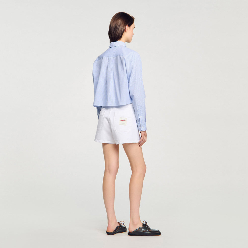 Bow collar shirt Ciel / Blanc Sandro Women