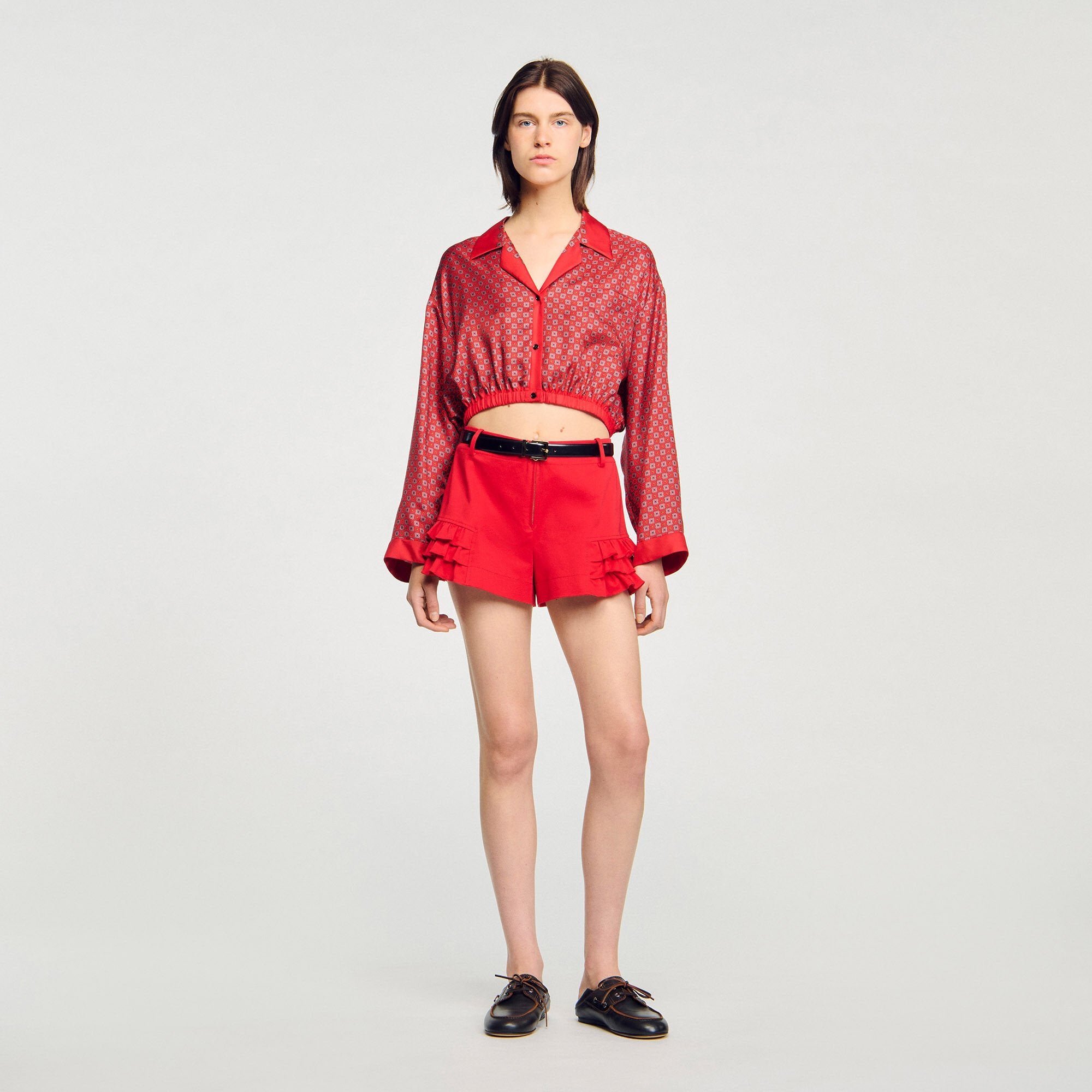Scarf print shirt Red / Pink Sandro Women