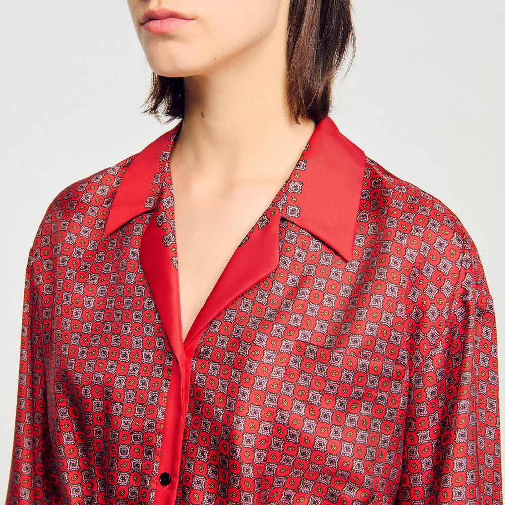 Scarf print shirt Red / Pink Sandro Women