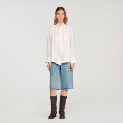 Silk lavallière shirt Ecru Sandro Women