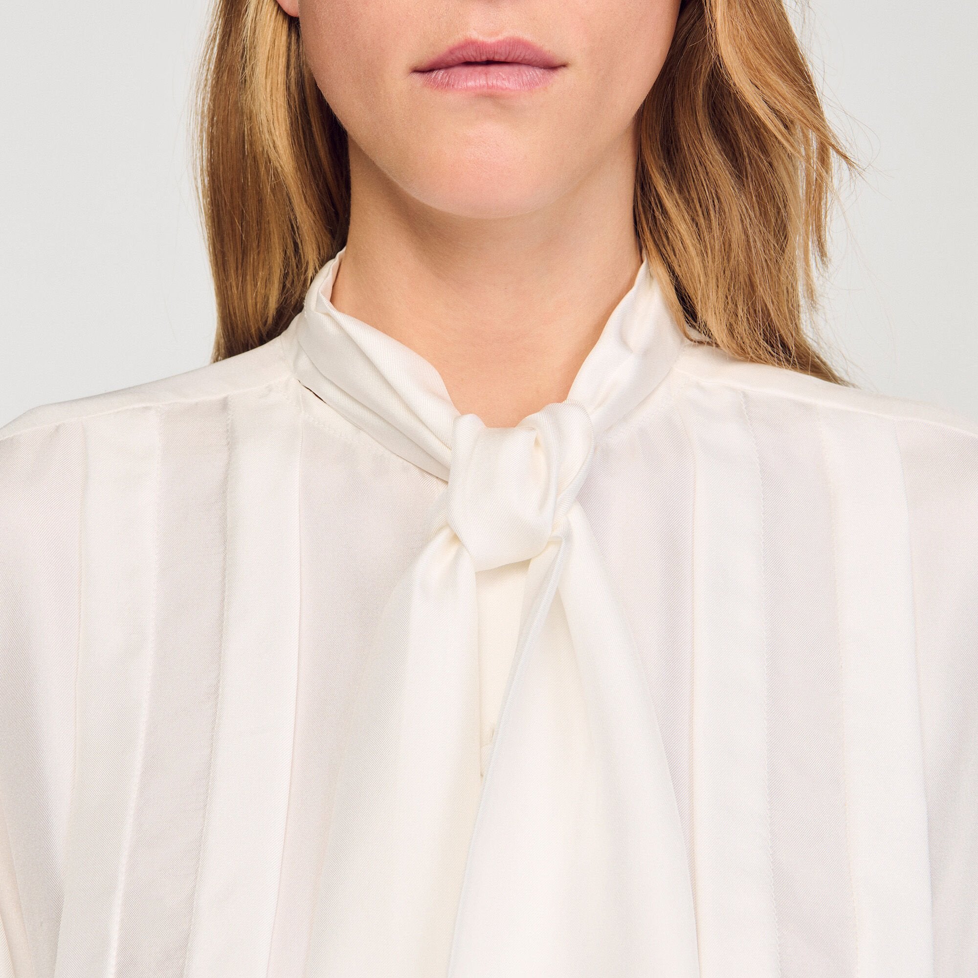 Silk lavallière shirt Ecru Sandro Women