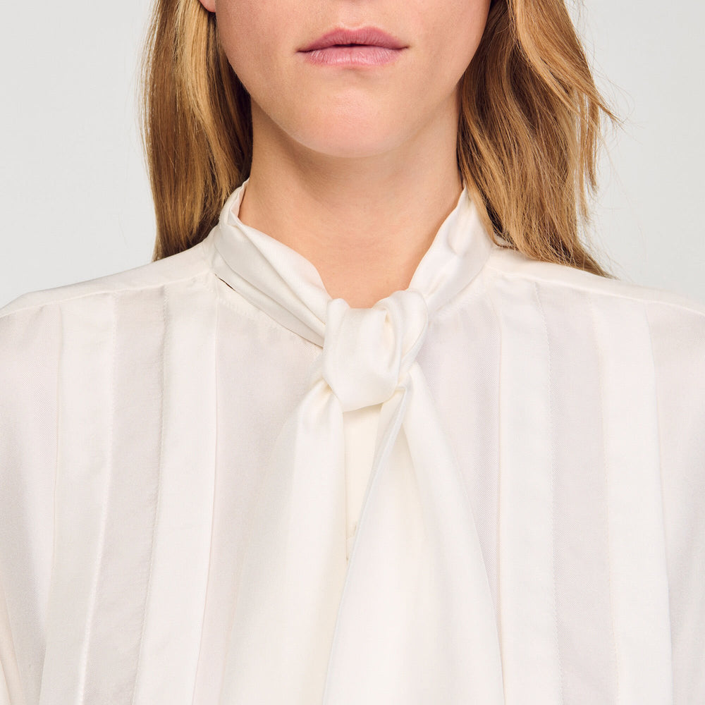 Silk lavallière shirt Ecru Sandro Women