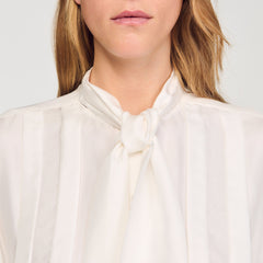 Silk lavallière shirt Ecru Sandro Women