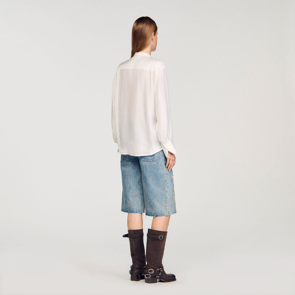 Silk lavallière shirt Ecru Sandro Women