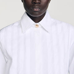 Pleated cropped shirt White Sandro Women