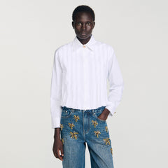 Pleated cropped shirt White Sandro Women