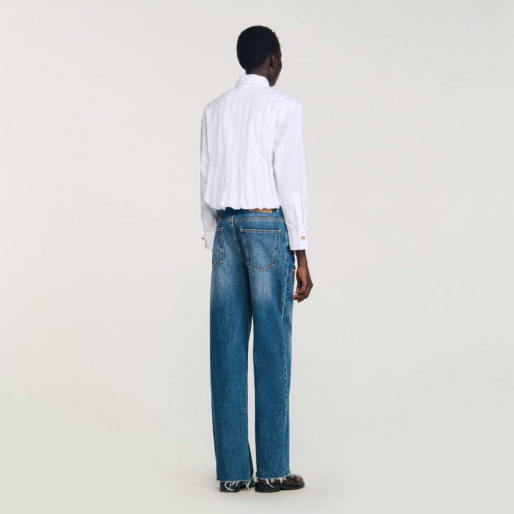 Pleated cropped shirt White Sandro Women