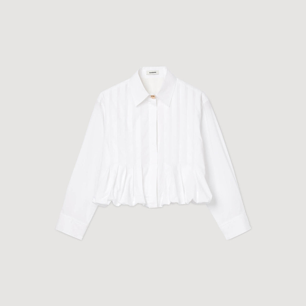 Pleated cropped shirt White Sandro Women