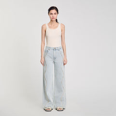 Jeans with rhinestone stripes Light Bu Jean Sandro Women