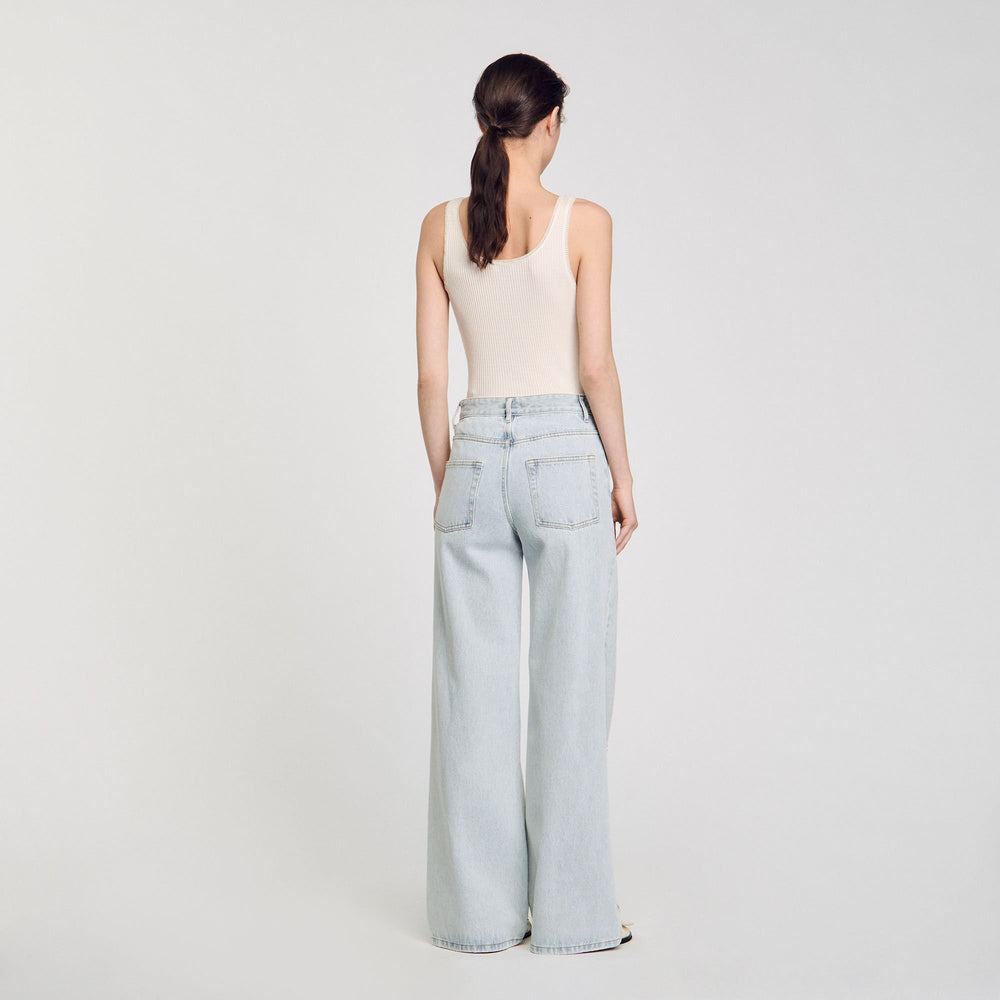 Jeans with rhinestone stripes Light Bu Jean Sandro Women
