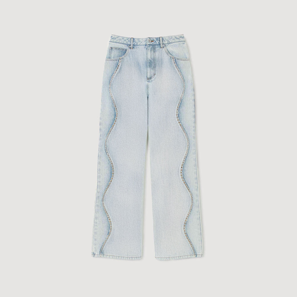Jeans with rhinestone stripes Light Bu Jean Sandro Women