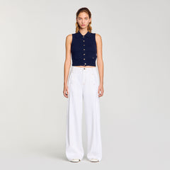 Topstitched wide-leg jeans White Sandro Women