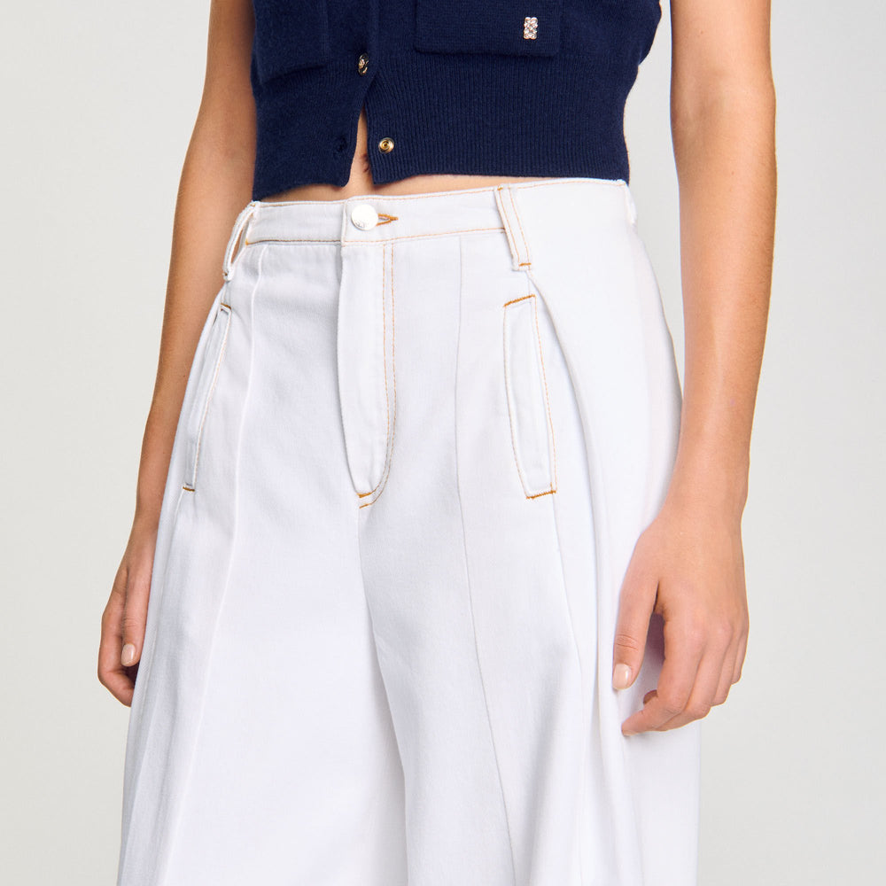 Topstitched wide-leg jeans White Sandro Women