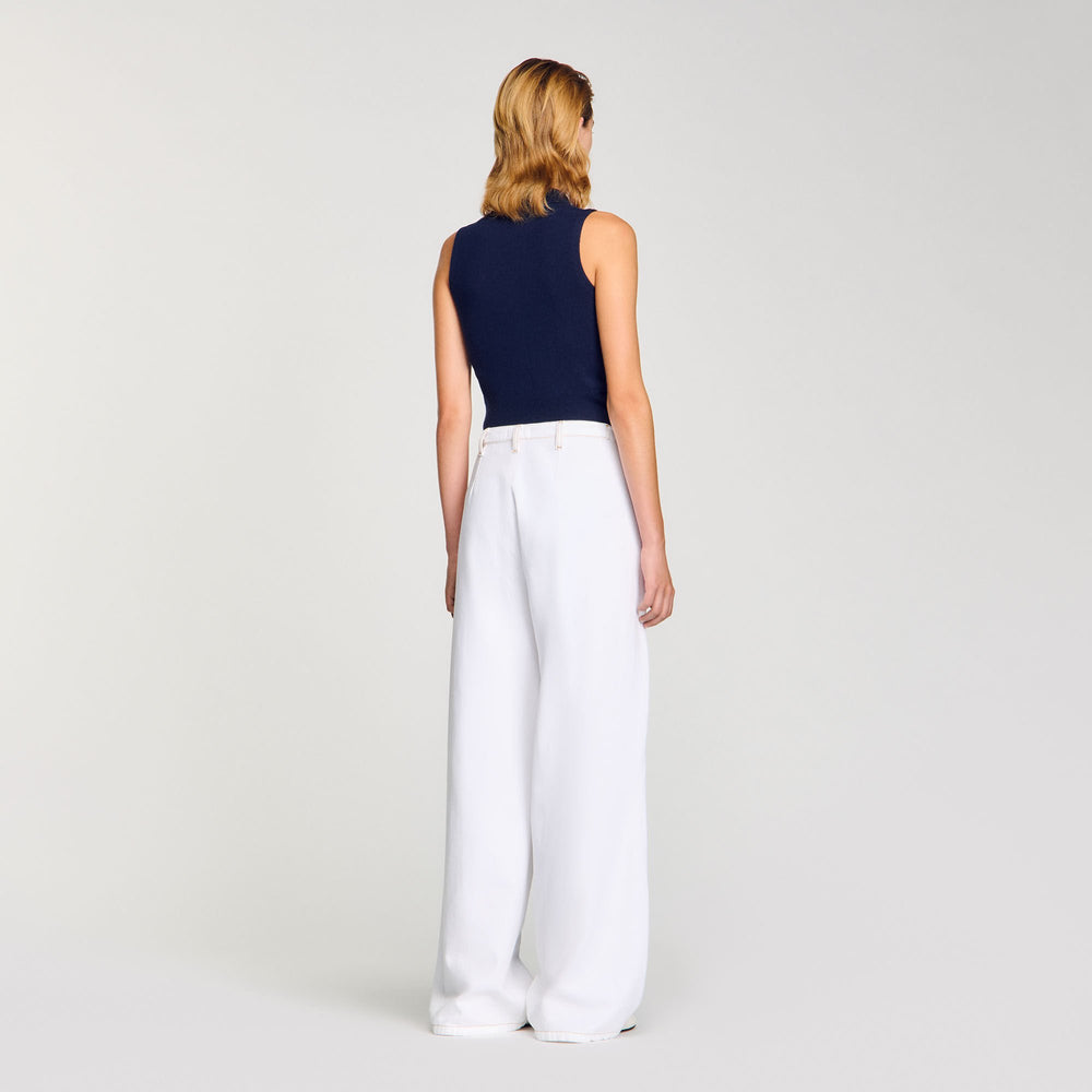Topstitched wide-leg jeans White Sandro Women