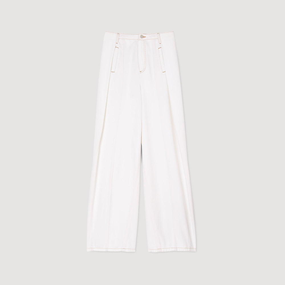 Topstitched wide-leg jeans White Sandro Women