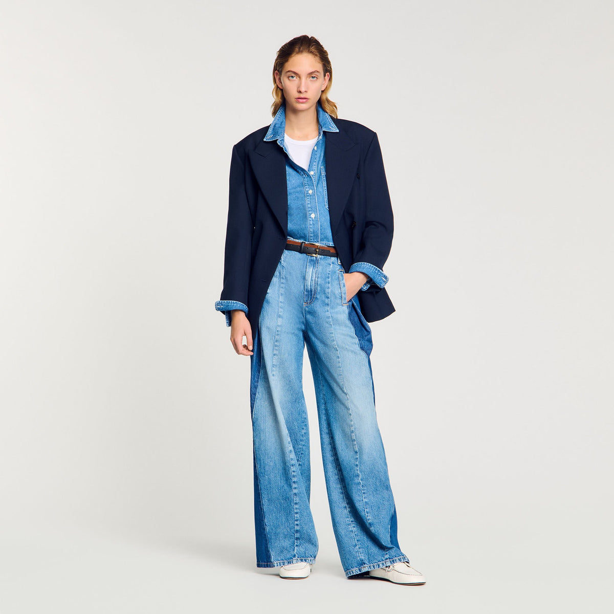 Jeans with contrasting panels Blue Jean Sandro Women