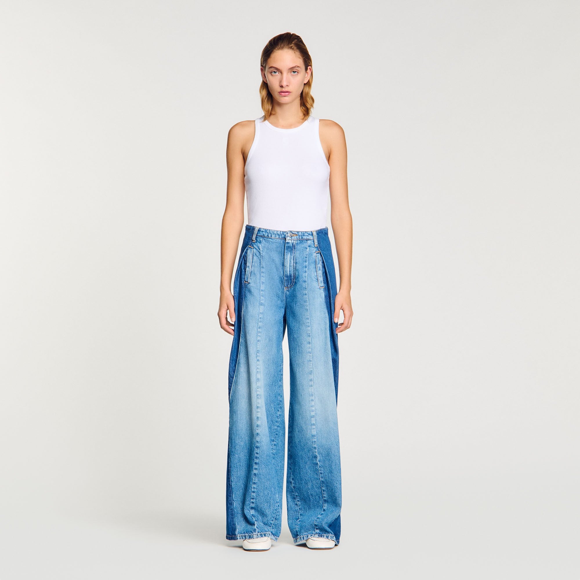 Jeans with contrasting panels Blue Jean Sandro Women