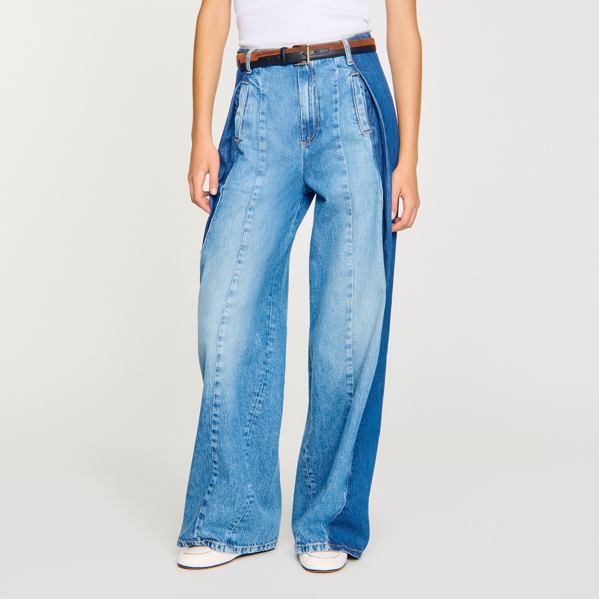 Jeans with contrasting panels Blue Jean Sandro Women