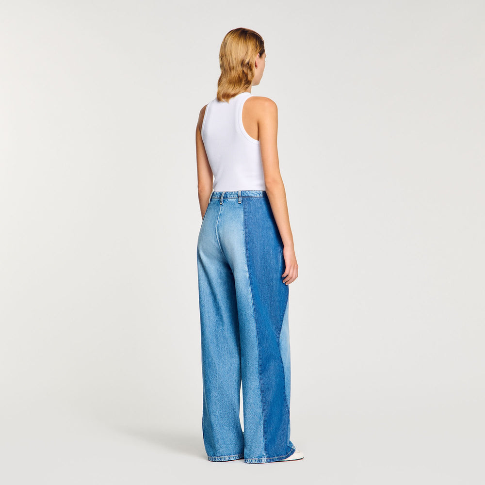 Jeans with contrasting panels Blue Jean Sandro Women