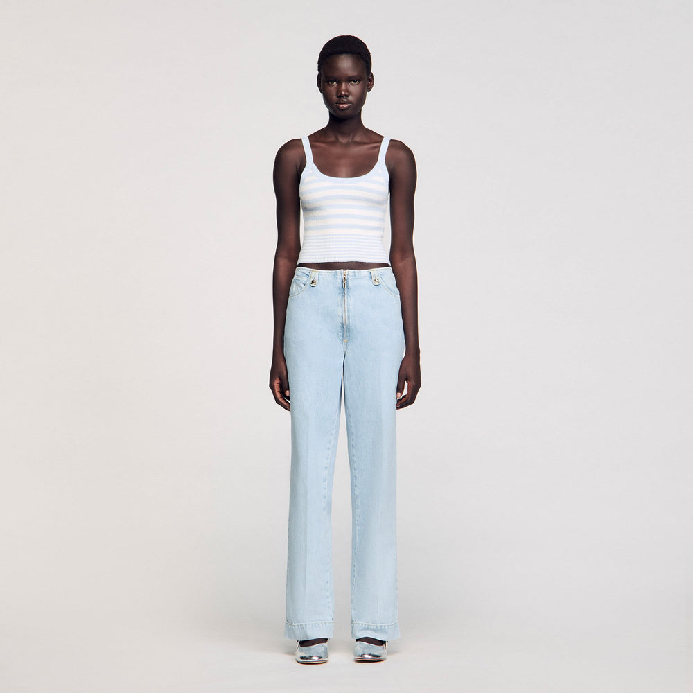 Faded wide-leg jeans Blue Jean Sandro Women