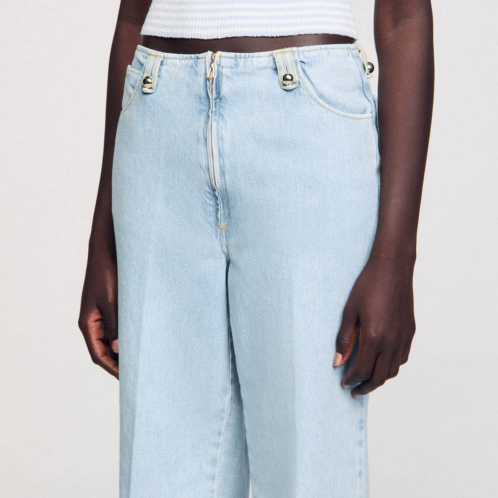 Faded wide-leg jeans Blue Jean Sandro Women