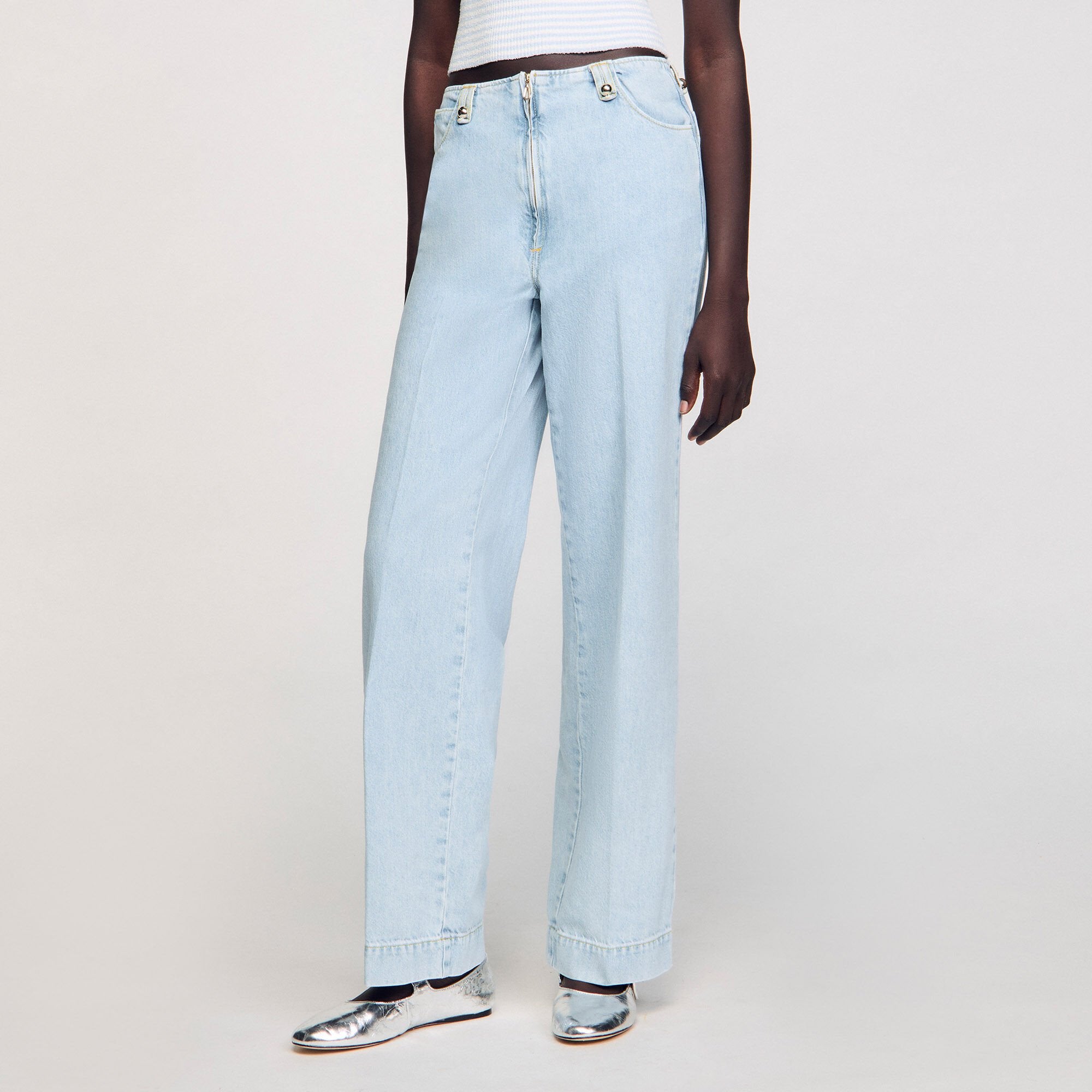 Faded wide-leg jeans Blue Jean Sandro Women