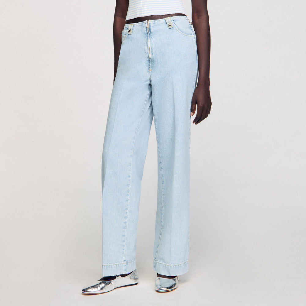 Faded wide-leg jeans Blue Jean Sandro Women