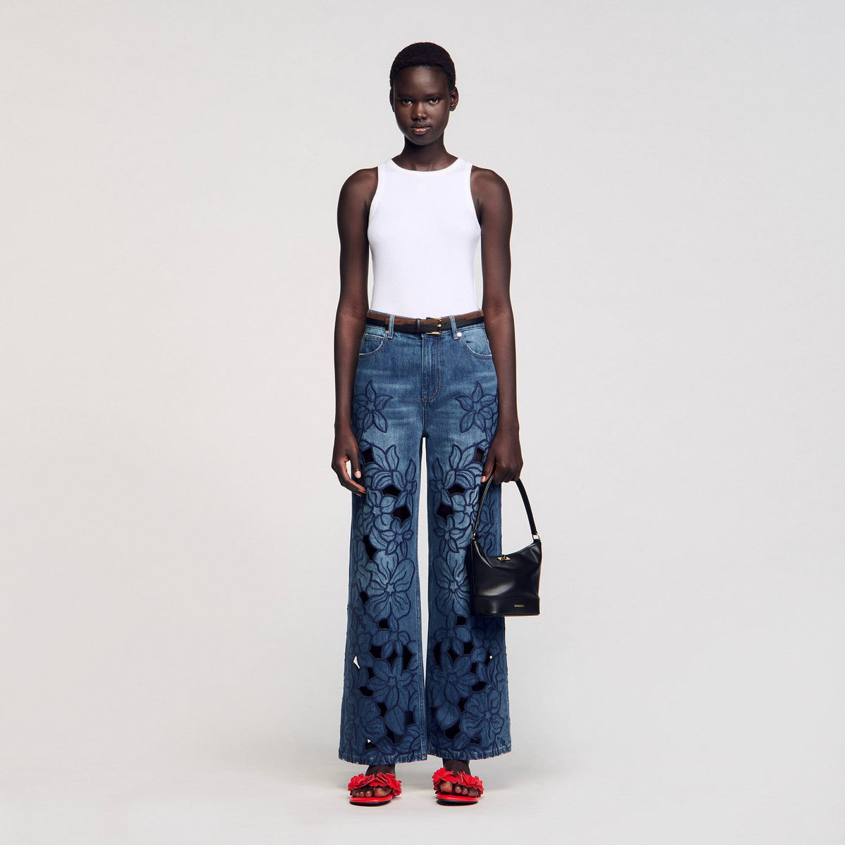 Embroidered jeans Blue Jean Sandro Women
