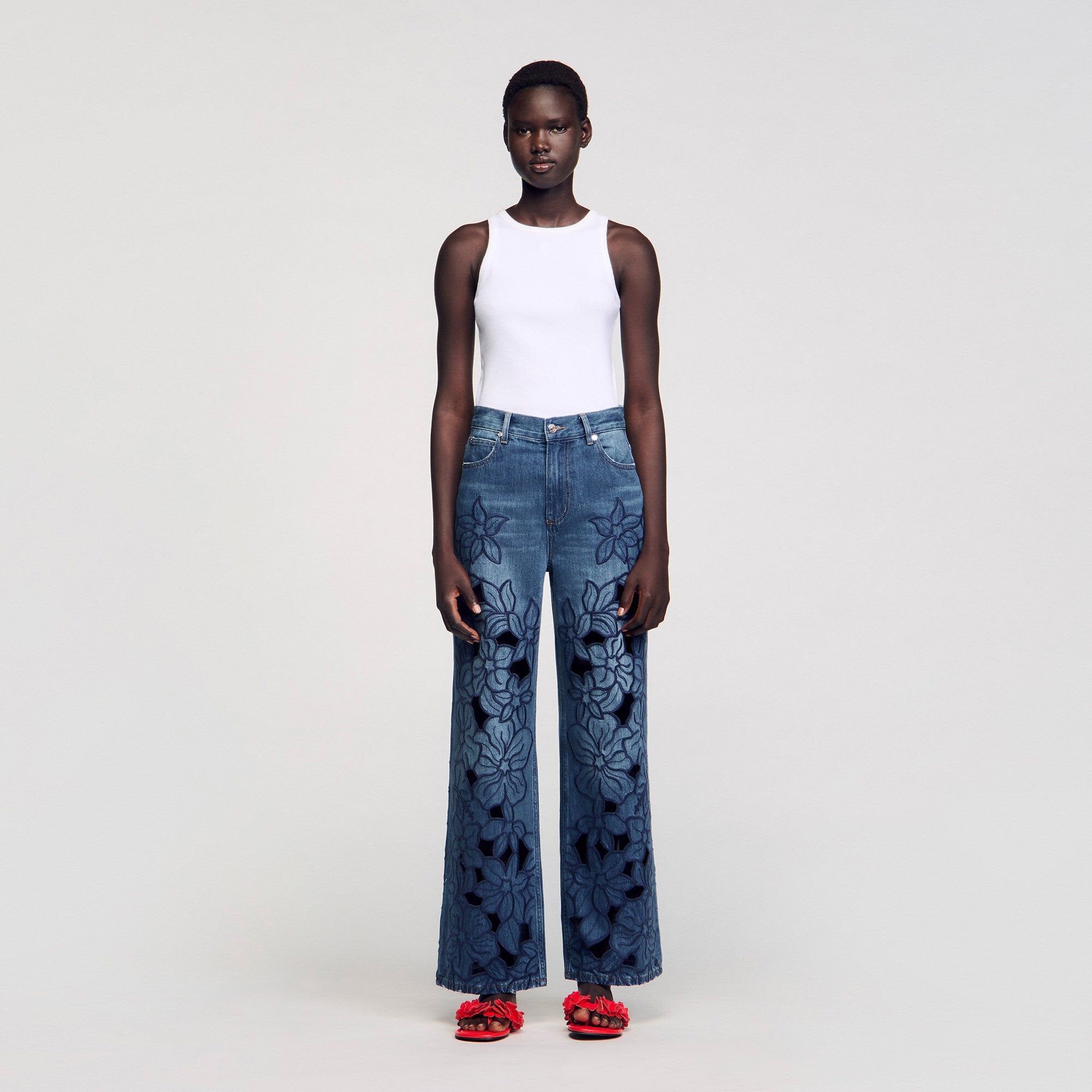 Embroidered jeans Blue Jean Sandro Women