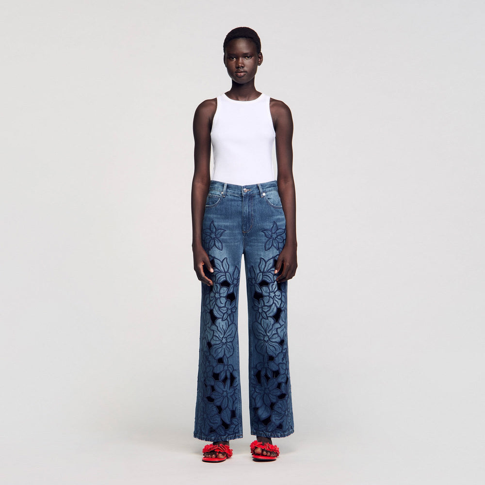 Embroidered jeans Blue Jean Sandro Women
