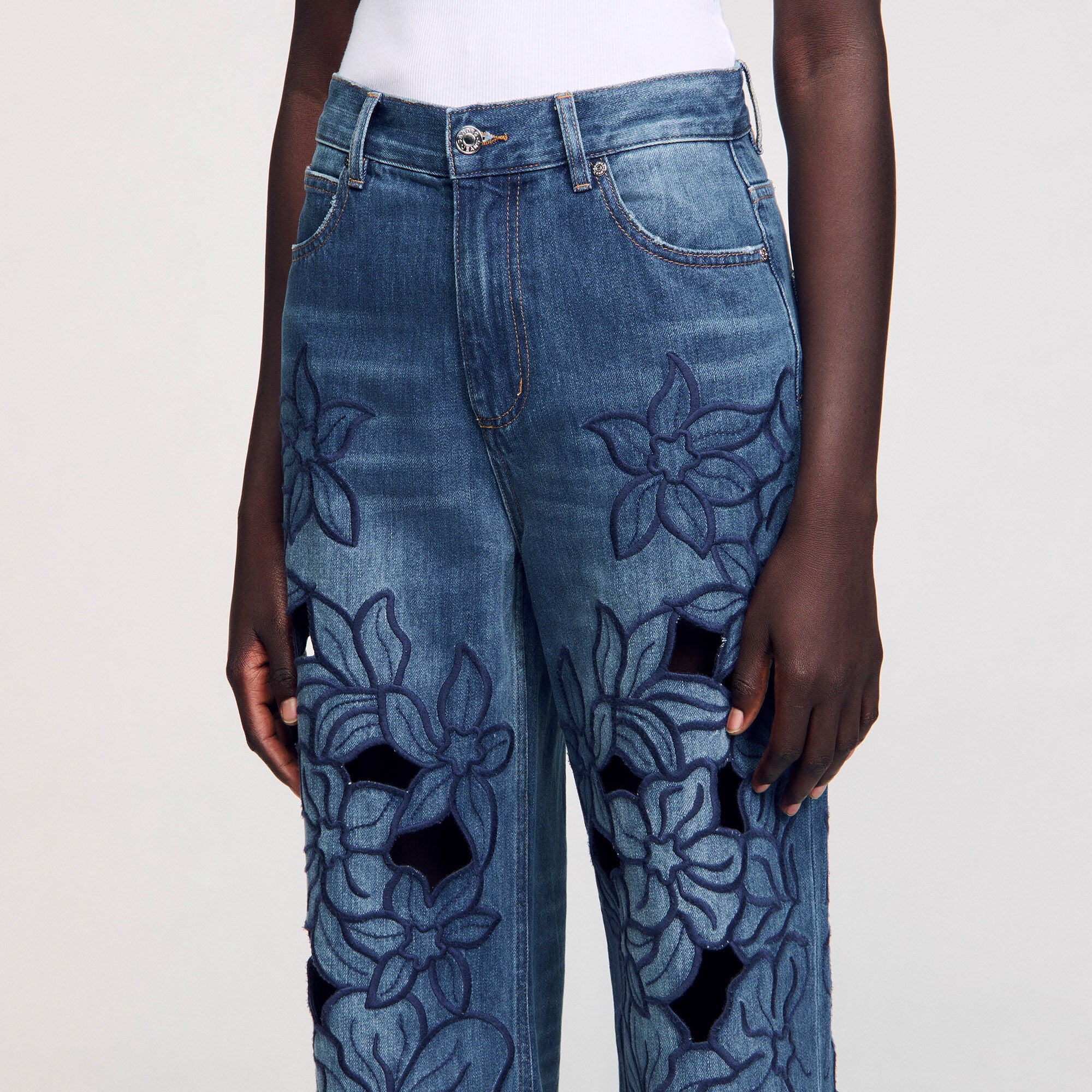 Embroidered jeans Blue Jean Sandro Women
