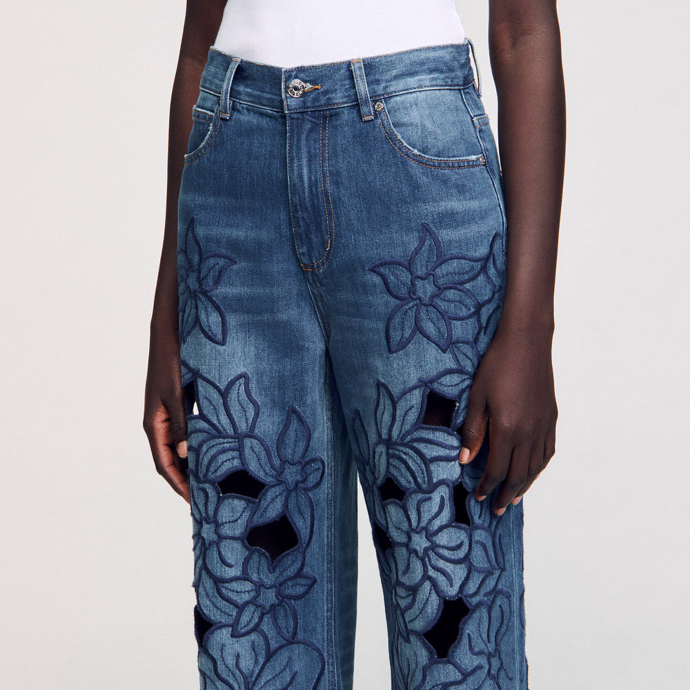 Embroidered jeans Blue Jean Sandro Women