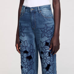 Embroidered jeans Blue Jean Sandro Women