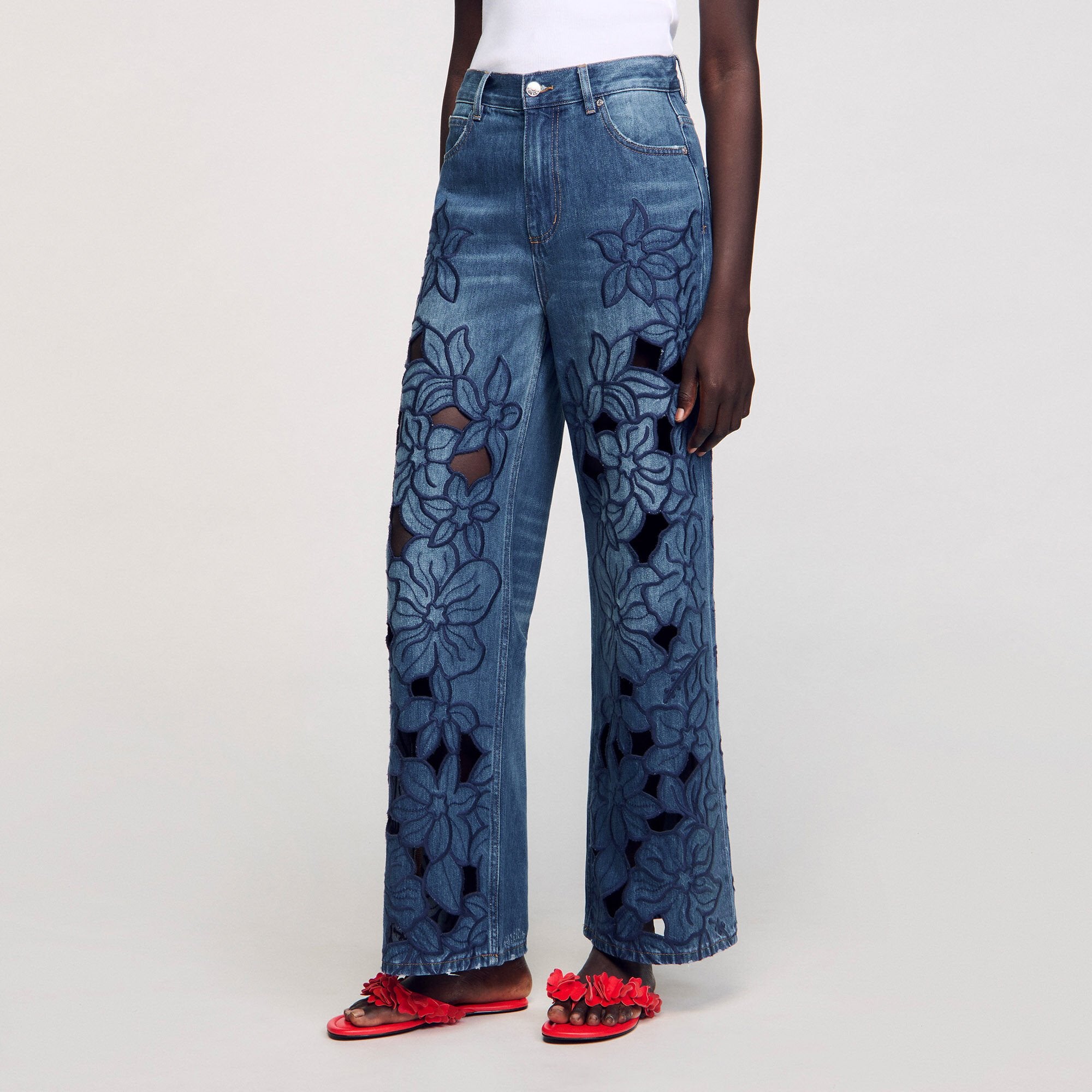 Embroidered jeans Blue Jean Sandro Women