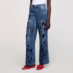 Embroidered jeans Blue Jean Sandro Women