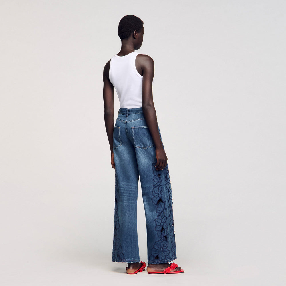 Embroidered jeans Blue Jean Sandro Women